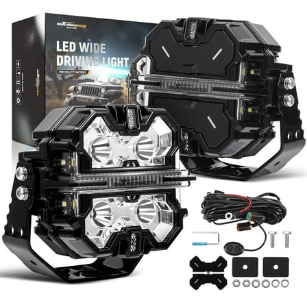 maXpeedingrods 5" 178W LED Off Road Lights, 21360LM Bright Pod Lights with Amber/White DRL 3 Modes, 270°Side Shooter for Wrangler Trucks Jeep Pickup ATV Motorcycles,Cube Ditch Light with Black Covers
