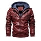 thumbnail image 5 of Chaqueta de cuero para hombre, chaqueta de cuero PU fina con capucha de dos piezas para otoño e invierno, estilo europeo y americano, 5 of 6