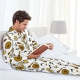 thumbnail image 6 of Salouo Honey Print Button-Front Long Sleeve Pajama Set for Men, Soft 2Pjs Men's Long Sleeve Sleepwear-Medium, 6 of 7