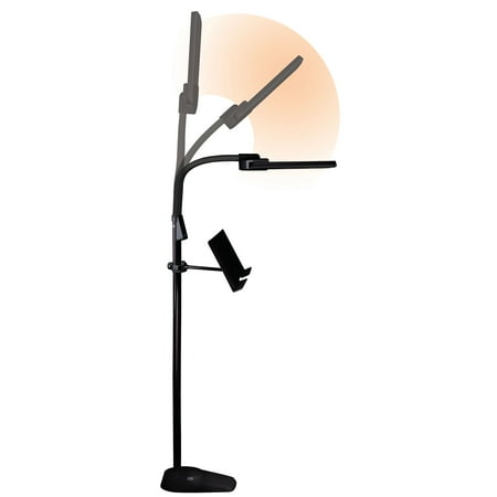 OttLite - Dual Shade LED Floor Lamp with USB Charging Station - Black