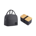thumbnail image 2 of Cevemin Square Lunch Box Bento Box Insulated Food Container Set - Double Layer Plastic Lunch Box Set with 2 Compartments, Black/White, 7.18 x 4.13 x 3.54 Inches for Work, Office, Picnic, 2 of 6