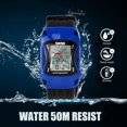 thumbnail image 4 of Children's Car Shaped Multi-Function Waterproof Alarm Stopwatch Sports Watch Students Lovely Gift Green Case Black Rubber Watch(Blue), 4 of 5