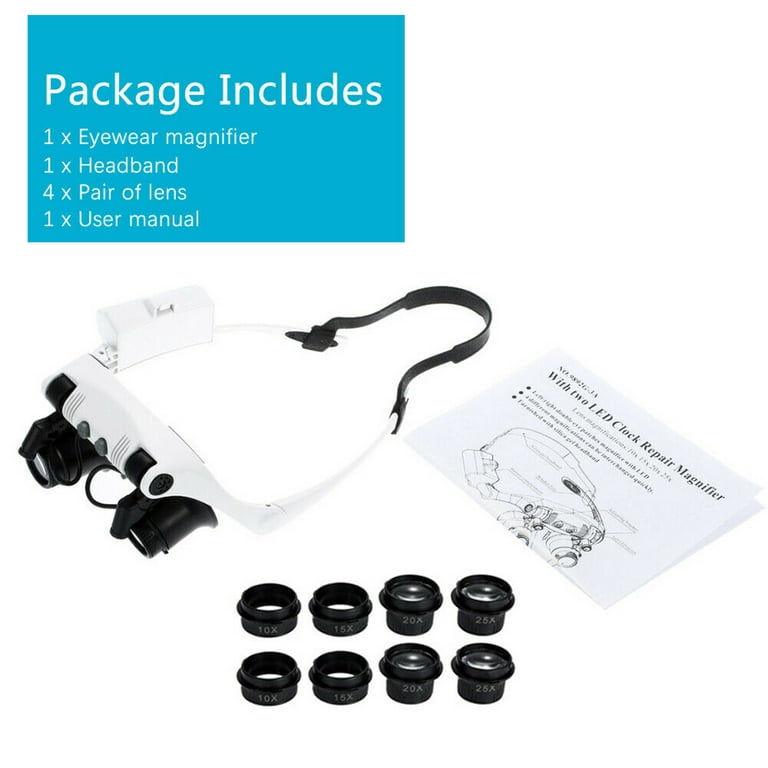 23X Magnifying Glasses LED Light Headband Magnifier Jewelry Watch Repair  Loupe