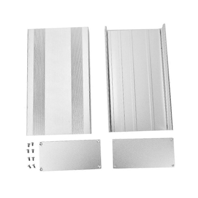 Aluminum alloy electronic enclosure, sandblasted oxidized silver protective case, 68 x 145 x 250 mm