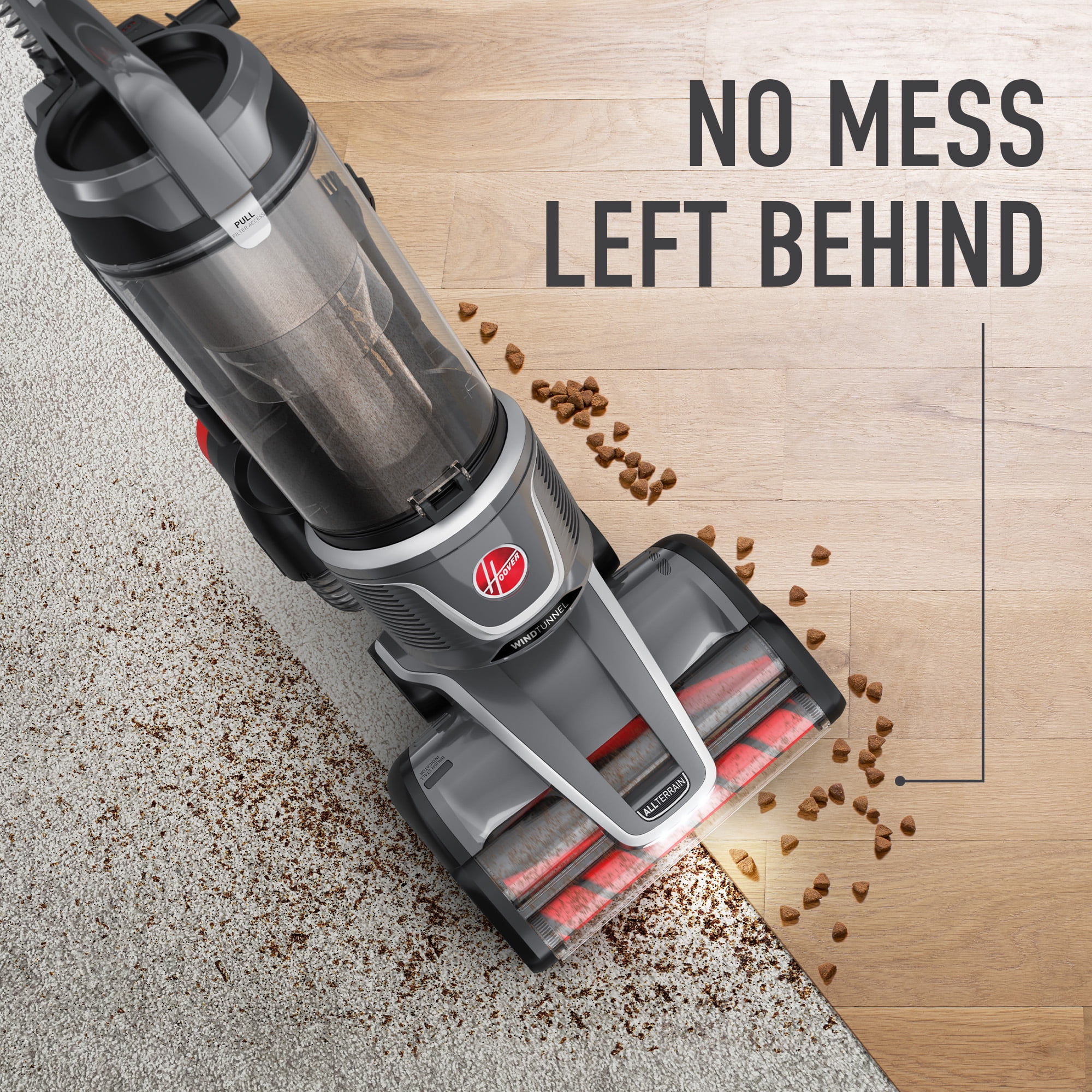 Hoover Bagless Upright Vacuum Cleaner, WindTunnel All Terrain, Pet Friendly, Strong Suction, Hard Floor and Carpet, Swivel Steering, UH77210V, Gray