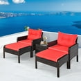 thumbnail image 1 of Gymax 5PCS Patio Set Sectional Rattan Wicker Furniture Set w/ Red Cushion, 1 of 10