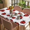 thumbnail image 3 of Red Ladybugs Table Cloths for 3 Foot Rectangle Tables, Animal Themed Spring Summer Rustic Patio Waterproof Elastic Fitted Tablecloths, Washable Rectangular Table Cover for Camping, 3 of 8