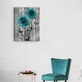 thumbnail image 5 of Flowers Canvas Wall Art Floral Canvas Pictures Plants Wall Decor Green Dahlia Flower Artwork Retro Grey Wooden Board Canvas Print Living Room Bedroom Kitchen Home Decor Framed 12" x 16", 5 of 6