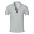 thumbnail image 3 of StSilkitty Men's 2 Piece Casual Outfits Solid Color Short Sleeve Collared V Neck Shirts and Drawstring Shorts Sets Lightweight Comfy Set, 3 of 6