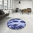 thumbnail image 3 of Ahgly Company Indoor Round Patterned DarkSlate Blue Purple Area Rugs, 3' Round, 3 of 6