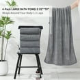 thumbnail image 3 of Kebury 4 Pack Bath Towels Extra large, 35"x70" Bath Sheets Towels Set For Adults, Oversize Bathroom Towel Ultra Soft Microfiber Quick Dry Highly Absorbent Shower Towel Spa Hotel Use (Dark Gray), 3 of 8