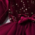 thumbnail image 4 of Girls Red Velvet Christmas Dress Long Sleeve with Tulle Skirt Star Accents Holiday Party Dress for Kidss,Size 3-4 T, 4 of 6