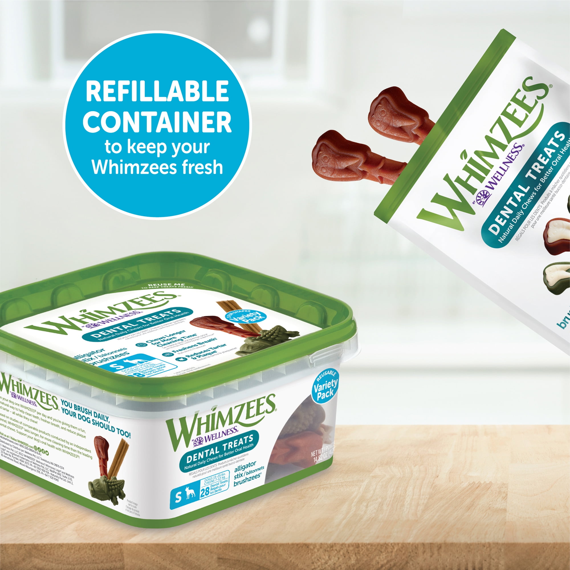 Whimzees Dental Treats バラエティパック M 28✖️2 Whimzees Medium Long Lasting Dental Treat Variety Pack, 1.85