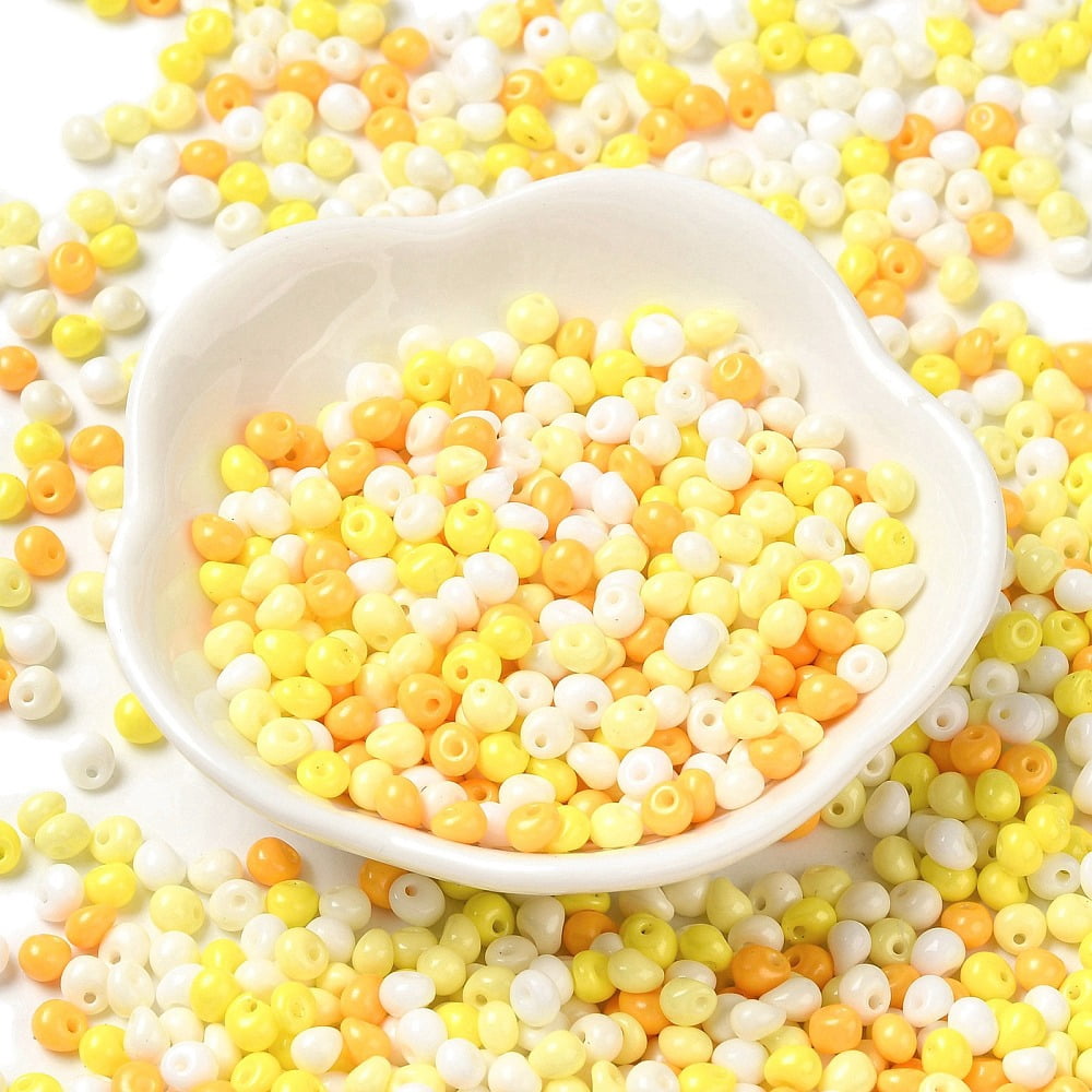 6/0 Opaque Baking Paint Glass Seed Beads Teardrop Mixed color 4.5~5x4x3~3.5mm Hole: 0.9mm 5625pcs/Pound