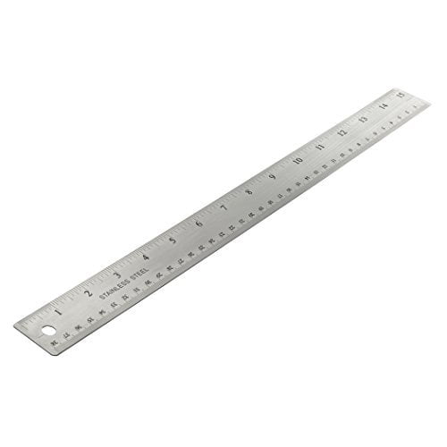 Officemate OIC Classic Stainless Steel Metal Ruler, 15 inches with Metric Measurements, Silver, 15" L x 1.25" W (66612)
