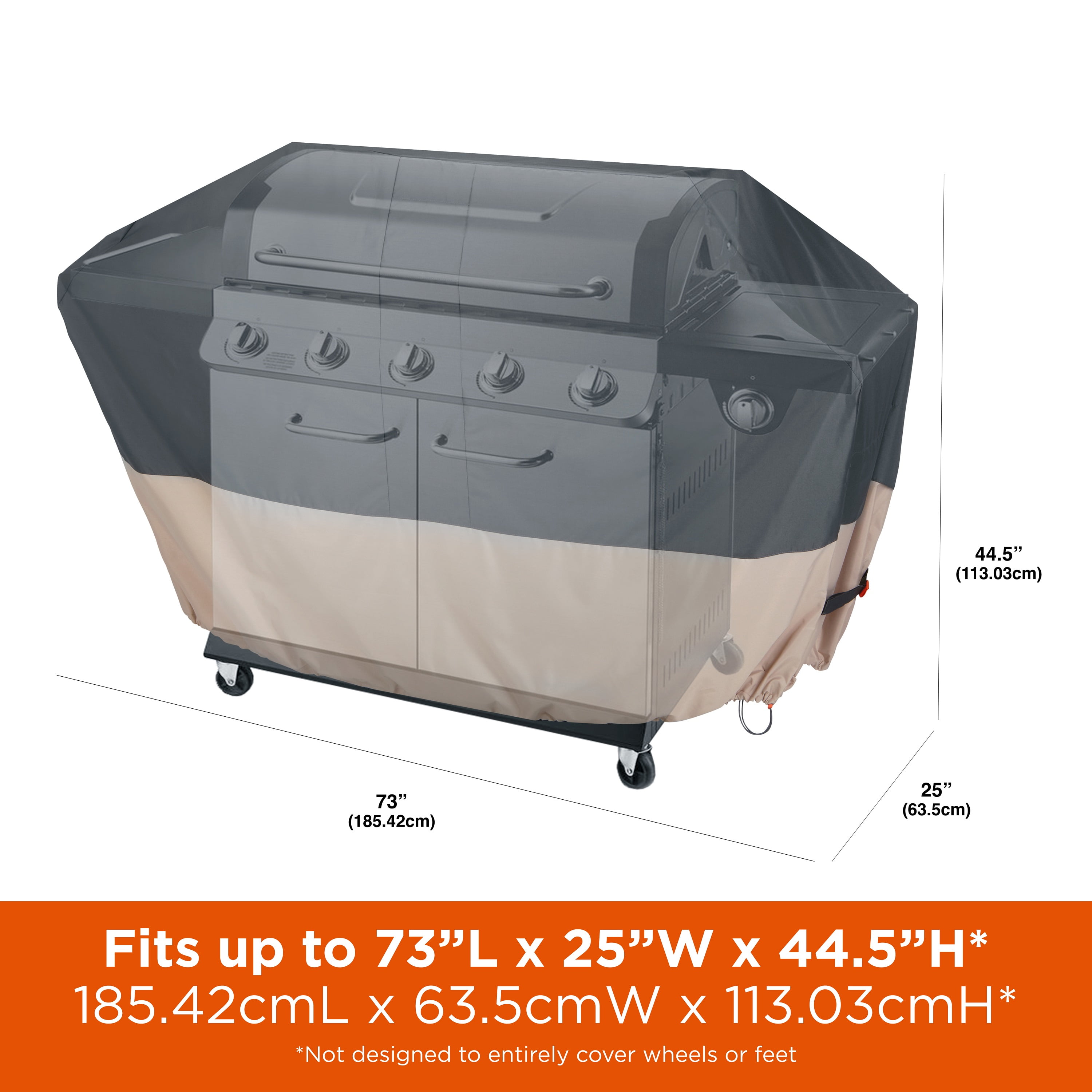 Modern Leisure Renaissance 73 in. Patio Grill Cover, 73"L x 25"W x 44.5"H, Gray