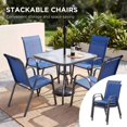 thumbnail image 6 of Pirecart Outdoor Table Furniture Set Patio Dining Table Set with 4 Stackable Textilene Chairs, Dark Blue（Umbrella Not Included）, 6 of 14