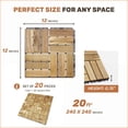thumbnail image 5 of Outdoor Gardening Deck Tiles | 20 PCS 12"x12" Interlocking Acacia Hardwood Checker Tiles for Patio Balcony Pool | Mustard Yellow, 5 of 11