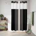 thumbnail image 6 of No Hook Shower Curtain, Black Beige Striped Shower Curtains for Bathroom with See Through Top Window, Modern Farmhouse Retro Lines Waterproof & Washable Bath Curtain Small Stall 36"x78", 6 of 9