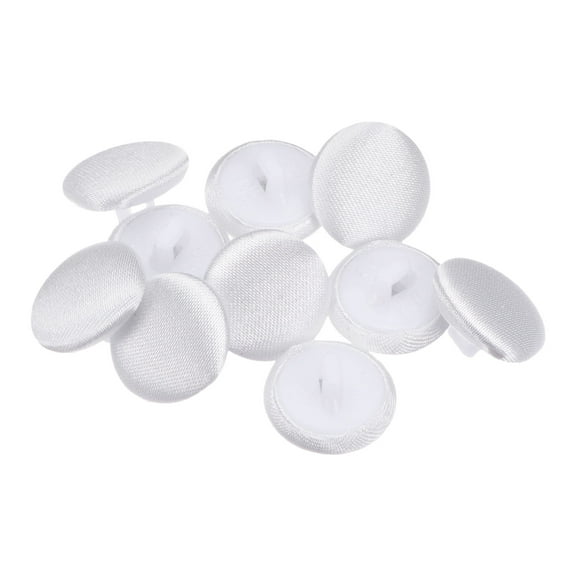 Uxcell 10pcs Fabric Cloth Covered Button 15mm Round Plastic Sewing Buttons for Suits Dress Blouses, White