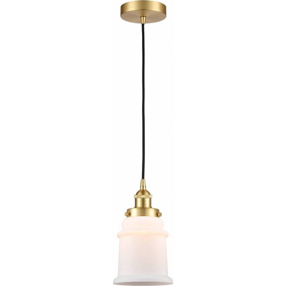 616-1PH-SG-G181 Innovations Lighting Canton - 1 Light Mini Pendant In Industrial Style-10 Inches Tall and 6 Inches Wide-Satin Gold Finish-Matte White
