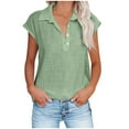thumbnail image 2 of Sentmoon Womens Loose Fit Blouse V Neck Short Sleeve Tops Workout Button Basic Plus Size Womens Summer Tops 2025 Clearance Sales Today Deals Prime, 2 of 6