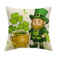 thumbnail image 2 of St. Patrick's Day Pillow Cover 18x18 Inch, Decorative Shamrock Throw Pillow Case for Couch Bed, 2 of 6