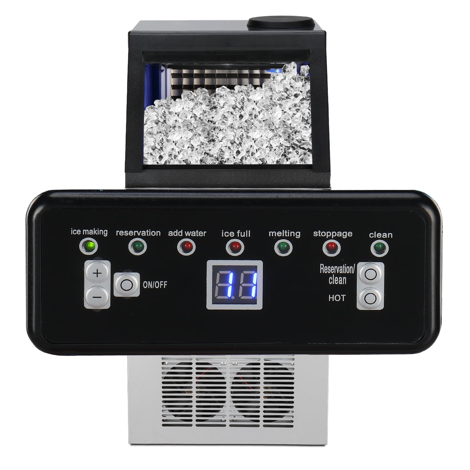 ROVSUN 110lbs Capacity Commercial Freestanding Ice Maker, Stainless Steel