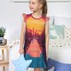 thumbnail image 4 of Fotbe Neon Sunset Cyberpunk Cityscape Vestido de Dormir para Niñas de 3 a 10 Años, Mangas Cortas, Estilo Princesa, Pijama Camisón con Mangas Voladas-Small, 4 of 6