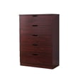 thumbnail image 3 of Modern 5 Drawer Dresser with Cutout Handle, Chest of Drawers, Storage Cabinet with for Living Room Hallway Entryway Home Office, 30.75''x 15.50''x 44'', Mahogany, 3 of 5