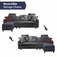 thumbnail image 4 of ZAFLY Convertible Sectional Couch, L Shaped Sofa with Storage Chaise, Modern Sectional Sofa with Cup Holders and Neck Pillows, Reversible Sectional Couch for Living Room, Dark Grey, 4 of 8