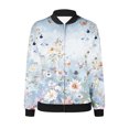 thumbnail image 4 of Ftwytp Jackets for Women Casual Long Sleeve Lightweight Bomber Jacket Classic Vintage Coat Full Zip Up Ribbed Collar Outwear Boho Floral Print Jackets, 4 of 5