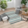 thumbnail image 1 of Striped Turkish Area Rug, Geometric Colorful Tone Brush Style Lines Grunge Retro Digital Print, Soft Carpet for Living Room Decor with Distressed Look, 4' X 5.7', Teal Dust, by Ambesonne, 1 of 4