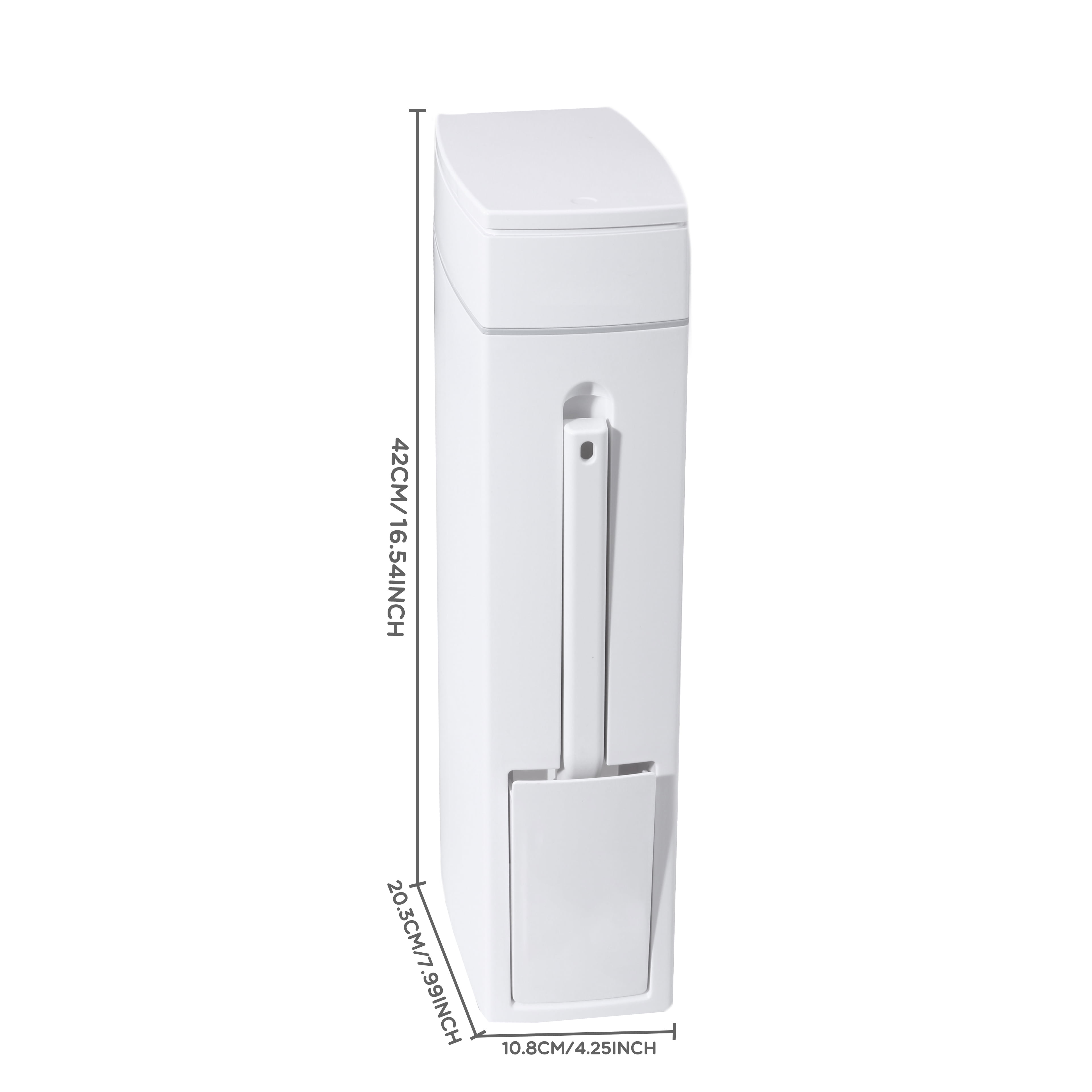 Slim Bathroom Trash Can with Lid,Small Bathroom Garbage Bin with Toilet Brush and Holder Set 4.5 Liter / 1.2 Gallon Dog Proof White Trash Can with Pop-Up Lid for Toilet, RVs