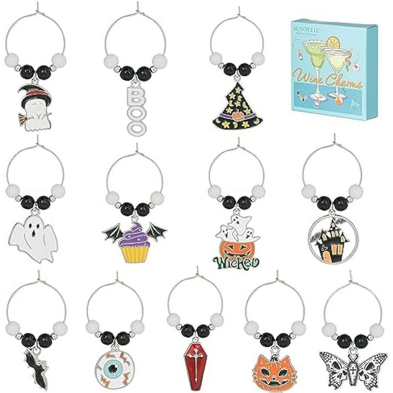 1 Box 12Pcs Halloween Wine Glass Charms Glass Identifier Charms