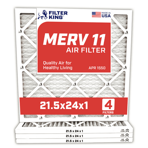 Filter King 21.5x24x1 Air Filter | 4-PACK | MERV 11 HVAC Pleated A/C Furnace Filters | MADE IN USA | Actual Size: 21.5 x 24 x .75"