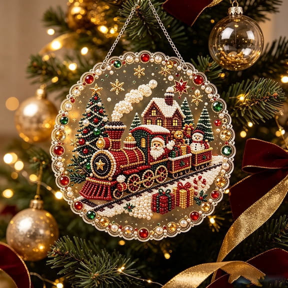 Christmas Pearl Art,Christmas Diamond Painting,Christmas Pearl Art DIY Painting,Christmas Diamond Pearl Painting Suncatcher Kit, DIY Pearl Art Craft for Christmas Tree, Snowflake Shape Board(C 5in)