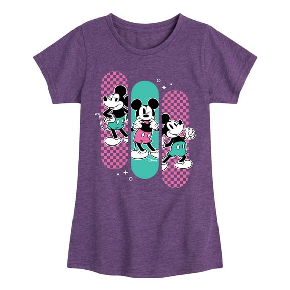 Disney - Mickey & Friends - Mickey Happy Expressions - Retro Style - Toddler And Youth Girls Short Sleeve Graphic T-Shirt