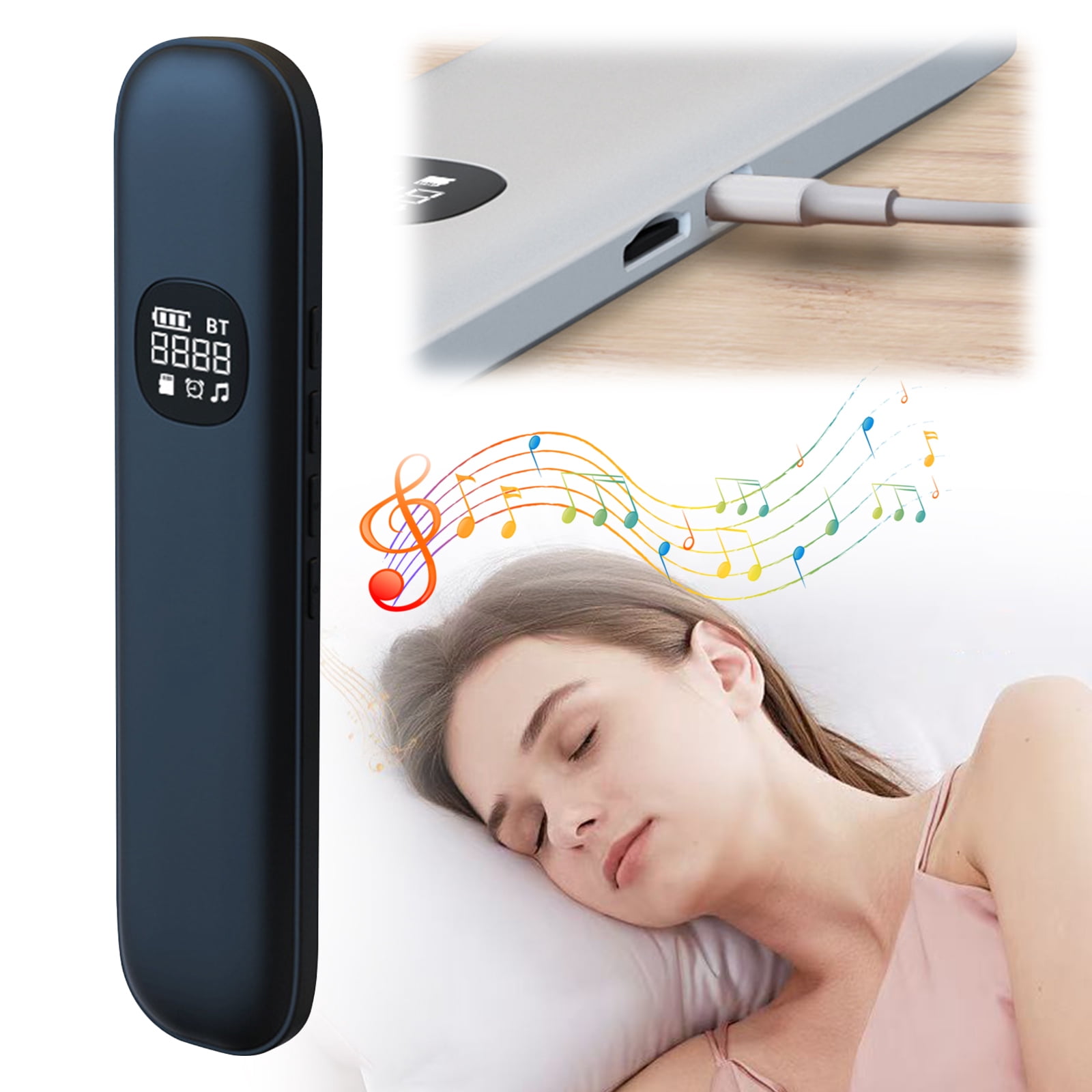 Sleep Speaker Under Pillow With 11 White Noises Timer & Tf Card Slot Wireless Bt Sleep Aid Bone Conduction Pillow Speaker For Side & Light Sleepers Bedside Listening (Black)