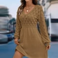 thumbnail image 3 of Winter Dresses for Women Lantern Sleeve Maxi Dress Fall Trendy Elegant V Neck Flowy Wedding Guest Holiday Formal Midi Dresses, 3 of 6