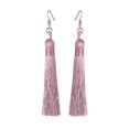 thumbnail image 5 of Pendientes bohemios con borlas colgantes para mujer, aretes largos con flecos, tejido de seda, azul marino, 5 of 5