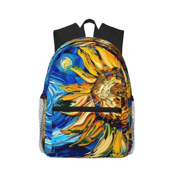 Honeii vintage Starry Sunflower Print School Backpack,Casual Lightweight Travel Rucksack Daypack,Backpacks for College High
