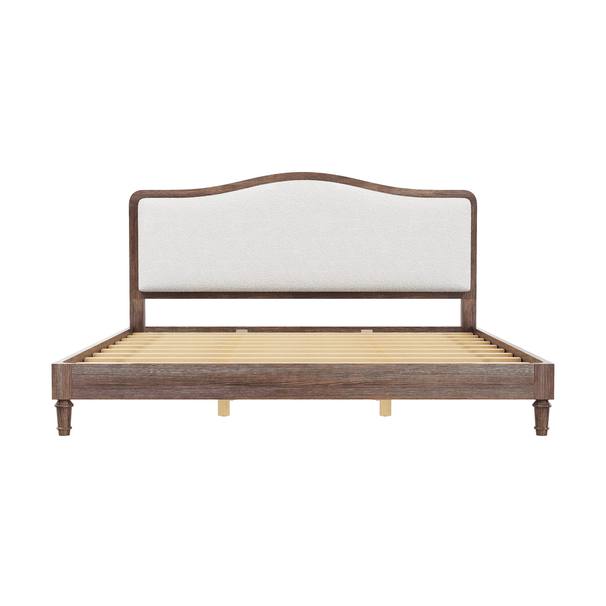 MODERNLUXE King Size Platform Bed with Upholstery Headboard, Grey