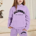 thumbnail image 2 of lnmuld Two Piece Outfits Stylish Girls Hooded Sweatshirt Outfit with Letter Print Design for Everyday Casual Wear Comfortable Childrens Clothing Set Solid Color Size:7-8 Years, 2 of 4