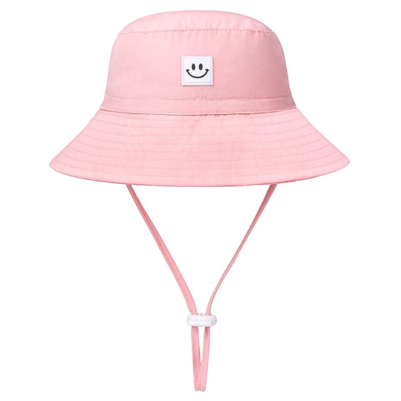 Gorro solar HSYZZY para bebé, UPF 50+, ajustable, rosa, sonrisa