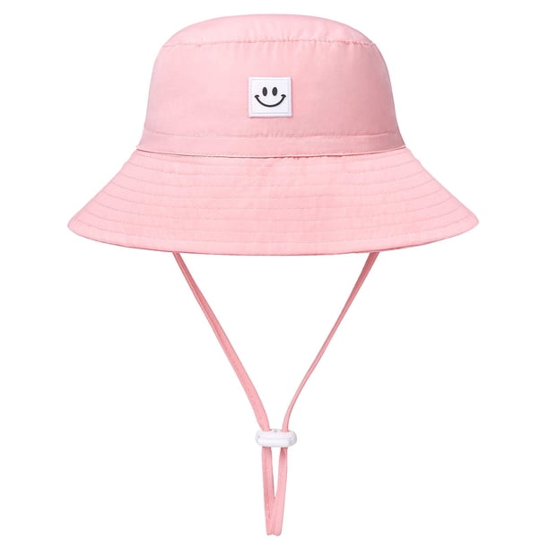 Gorro solar HSYZZY para bebé, UPF 50+, ajustable, rosa, sonrisa