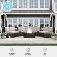 thumbnail image 5 of Martha Stewart Indoor-Outdoor Modular Patio Curved Sectional Sofa Seat in Brown Rattan Wicker with Tan All-Weather Cushions, 5 of 13