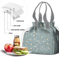 thumbnail image 4 of Pioneer Flower Floral Print Pattern Drawstring Lunch Bag Women - Drawstring Lunch Bag Insulated for Work Office - Stain-Resistant Large Lunchbags for Women with Multi-Pockets, 4 of 6