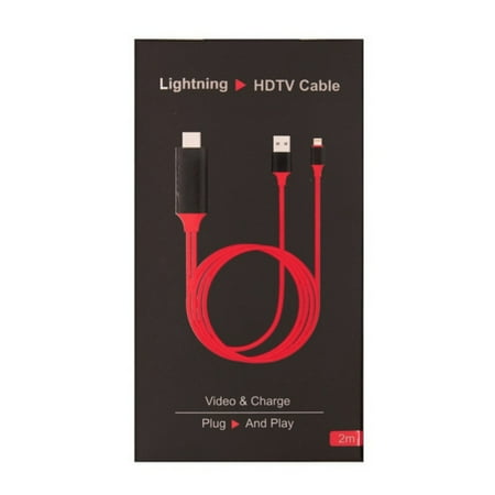 Iphone 5 Cables Hdmi 2M 8Pin for iPhone HDMI Cable HDTV Adapter Digital TV USB Converter Cable Lightning to HDMI Cable Adapter ()