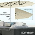 thumbnail image 5 of Outsunny 15ft Extra Large Patio Umbrella with Solar Lights, Aluminum UPF50+ Double-Sided Outdoor Table Umbrella for Backyard Deck Pool, Cream White, 5 of 8
